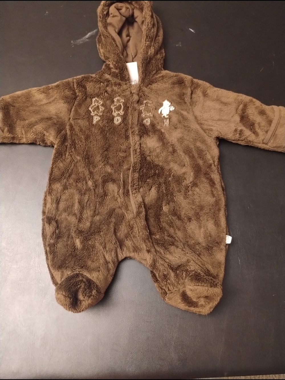 Vintage Pooh Plush Hooded Baby One-Piece Footie Disney Sz Newborn